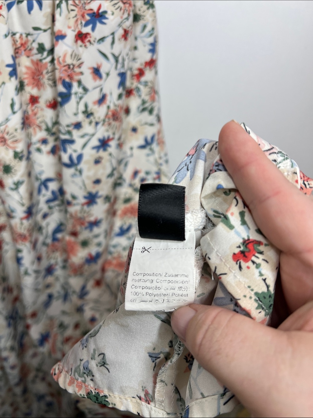 SHEIN Cream Floral Smocked Midi Dress with Pink and Blue Blossoms - Picture 3 of 10